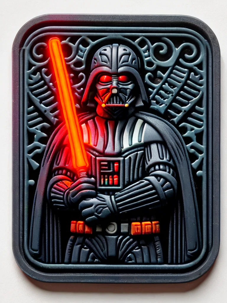 darth vader with red lightsaber <lora:ral-rubberpatch:1> ral-rubberpatch