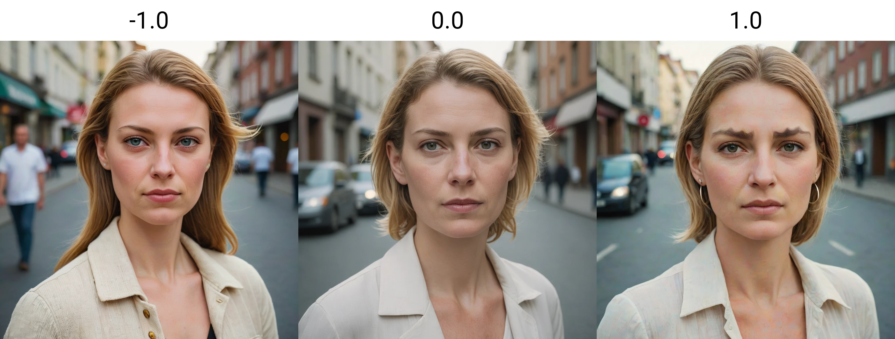 a white woman in street, portrait photo<lora:eyebrow:-1.0>