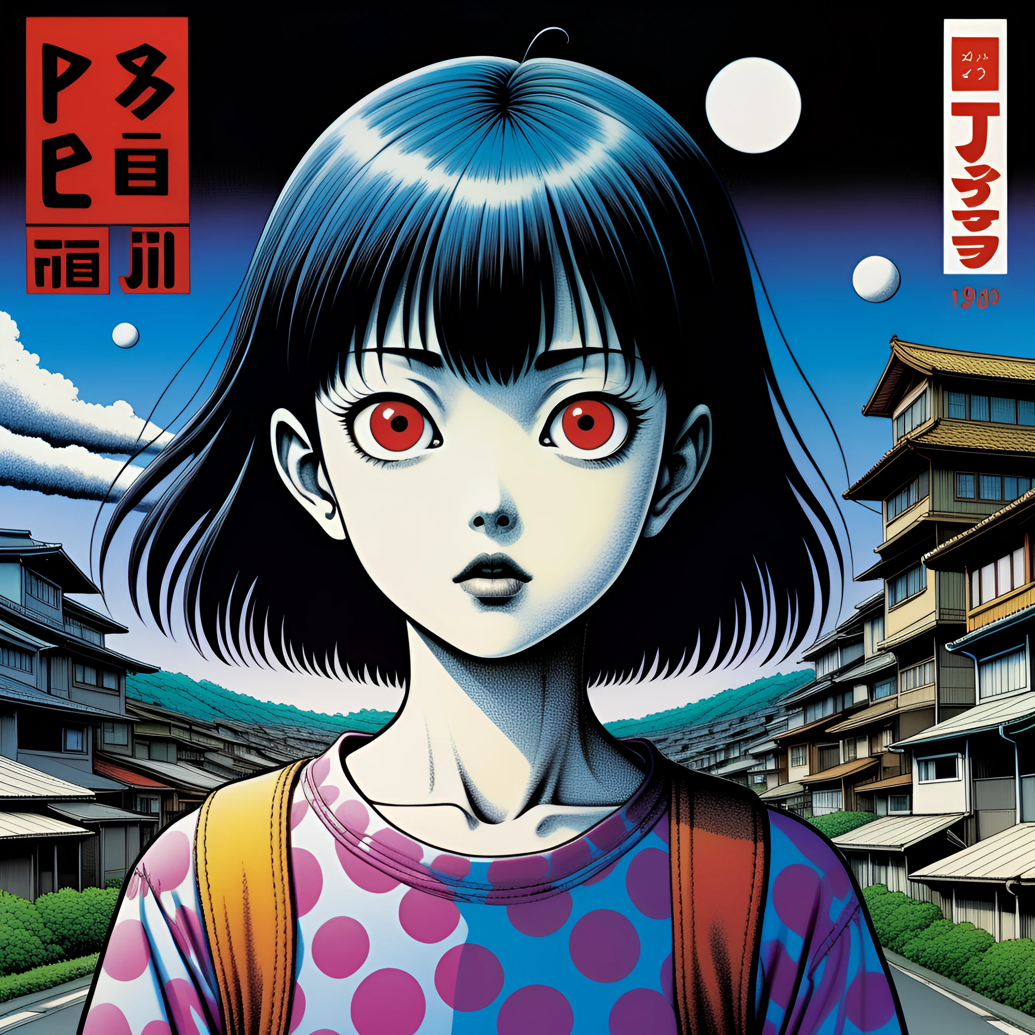 Manga from the early 1990s, characterized by its surreal aesthetic. The artwork is depicted in matte colors and created using a digital medium. Notable illustrators include Junji Ito, Yoshiyuki Sadamoto, and Rumiko Takahashi. 