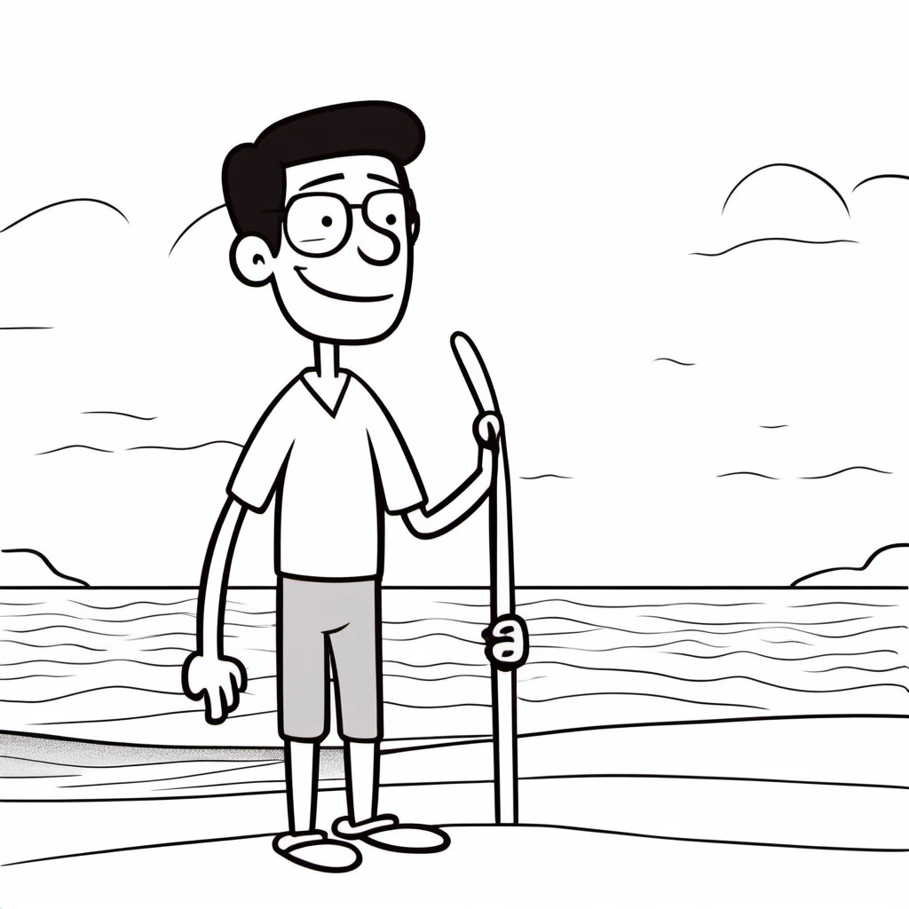 a man in beach <lora:cartoon_style:3>