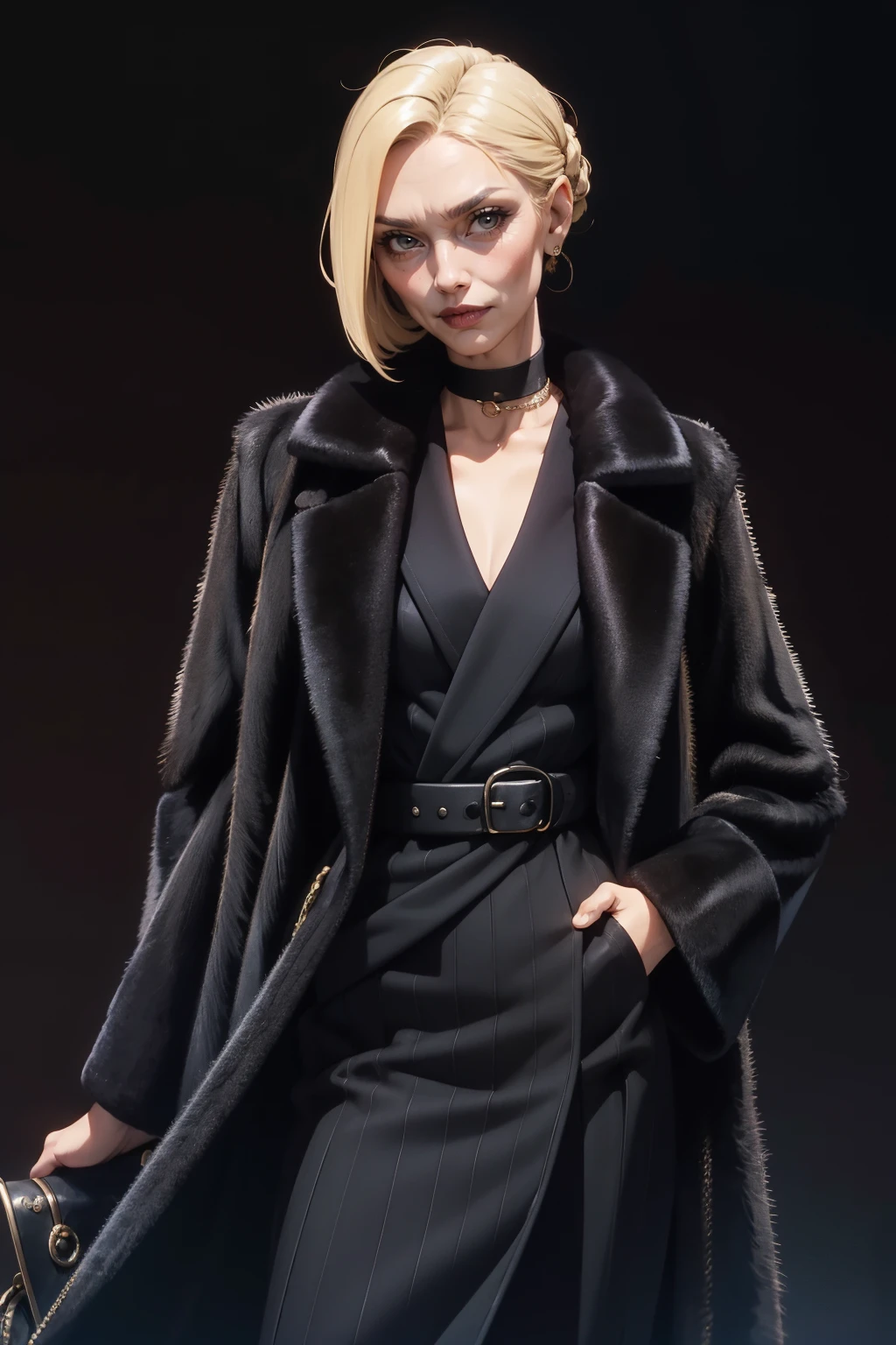 masterpiece, best quality, <lora:age_slider_v20:2>  <lora:detail_slider_v4:2> 1girl, m1nkc0at, coat, fur coat, mink coat, black mink coat, black fur coat, belt,<lora:m1nkc0at:0.8>, solo, simple background, blonde hair,