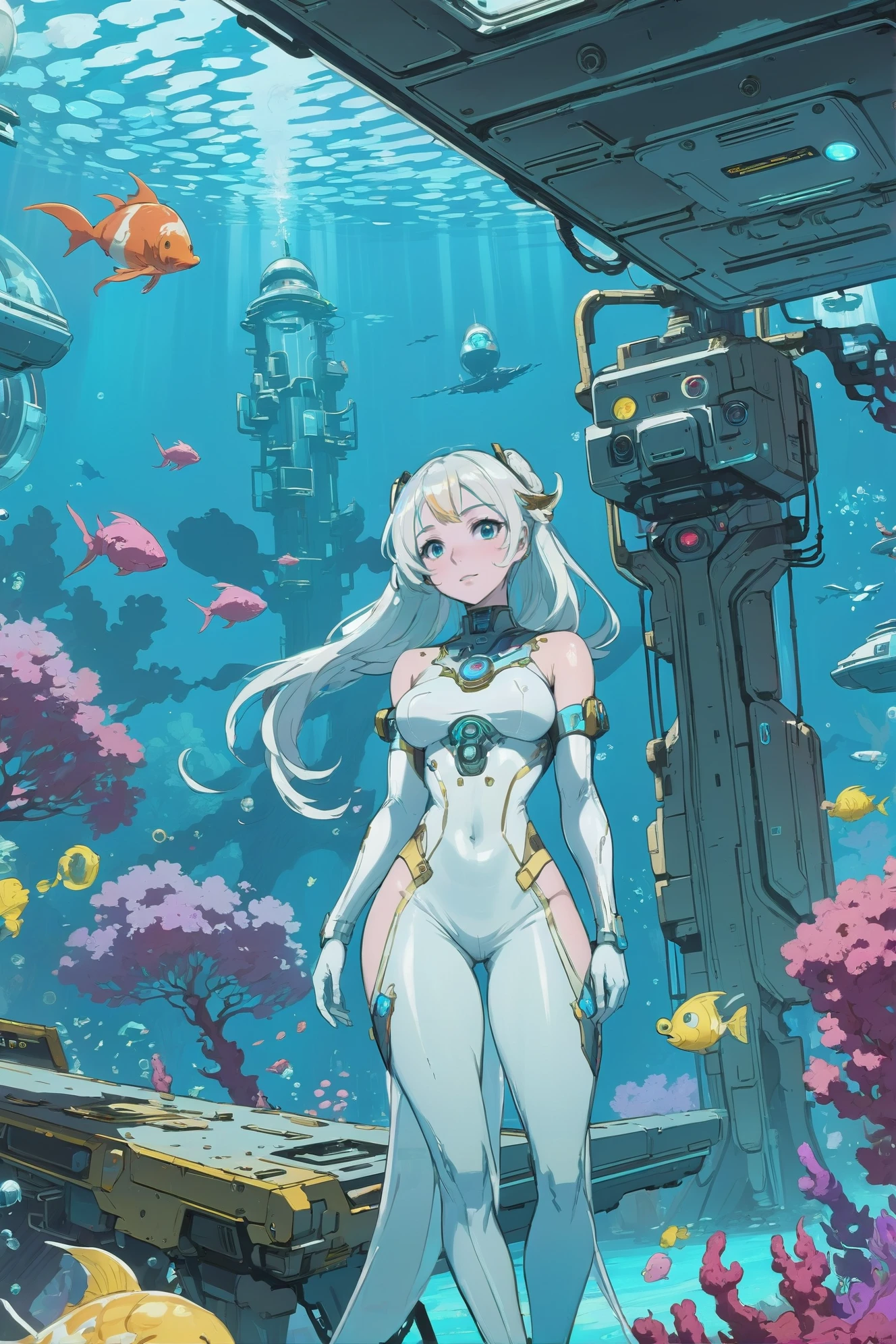 anime style, solid colors, sharp outline, flat shading, scifi, scifi, smithy in a Ethereal scifi underwater metropolis outside of the multiverse, masterpiece<lora:EnvyBetterHiresFixXL01:0:hr=1><lora:mega2clearXL:0>