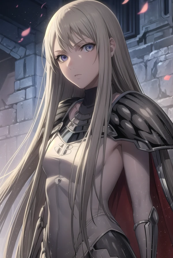 claymoregalatea, <lora:claymore galatea-lora-nochekaiser:1>,
galatea, long hair, blonde hair, very long hair, (grey eyes:1.5),
BREAK boots, cape, armor, knee boots, grey skin,
BREAK outdoors,
BREAK looking at viewer, (cowboy shot:1.5),
BREAK <lyco:GoodHands-beta2:1>, (masterpiece:1.2), best quality, high resolution, unity 8k wallpaper, (illustration:0.8), (beautiful detailed eyes:1.6), extremely detailed face, perfect lighting, extremely detailed CG, (perfect hands, perfect anatomy),