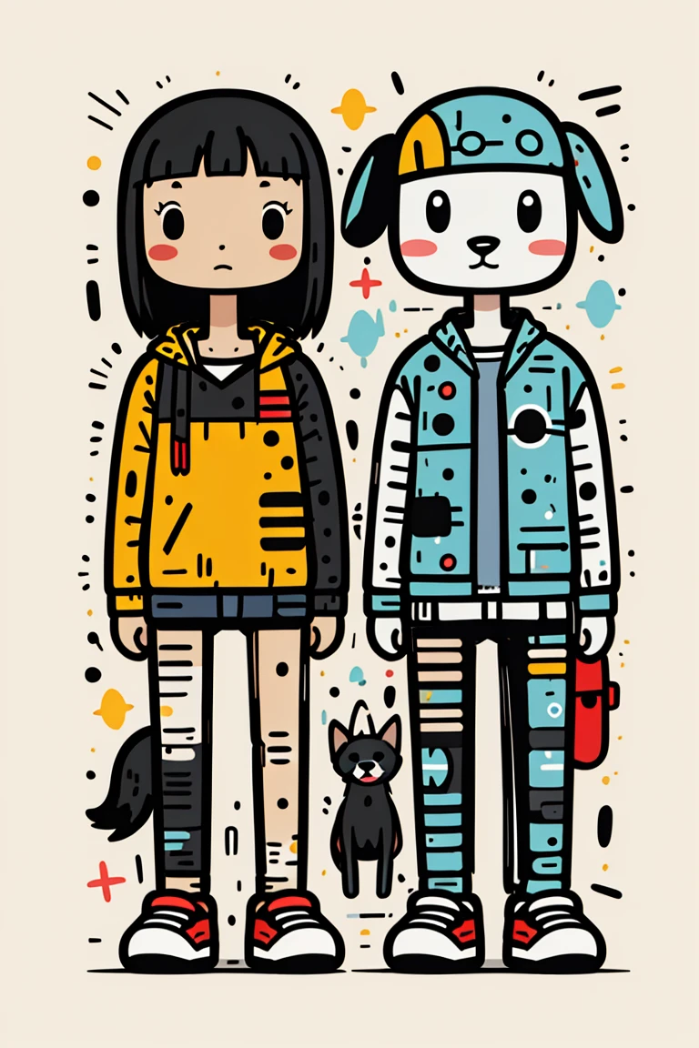 sd mai, flat illustration,
A girl and a dog
<lora:SD_MAIæç®æå¹³æç»:0.7>