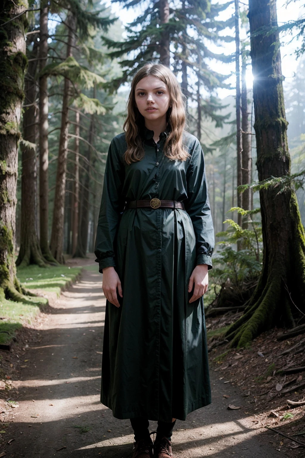 hannahmurray,a woman, forest, (god rays:0.5) <lora:hannahmurray:0.8>