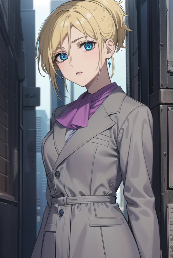 wolfsraincher, <lora:wolfsrain cher-lora-nochekaiser:1>,
cher, short hair, blue eyes, blonde hair, ponytail,
BREAK earrings, ascot, formal, suit, lipstick, makeup, jacket, (grey jacket:1.5),
BREAK outdoors,
BREAK looking at viewer, (cowboy shot:1.5),
BREAK <lyco:GoodHands-beta2:1>, (masterpiece:1.2), best quality, high resolution, unity 8k wallpaper, (illustration:0.8), (beautiful detailed eyes:1.6), extremely detailed face, perfect lighting, extremely detailed CG, (perfect hands, perfect anatomy),