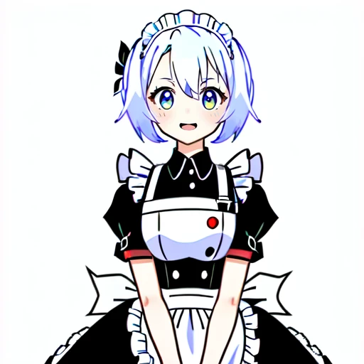<lora:key2:1>, 1girl, solo, maid, open mouth, simple background,