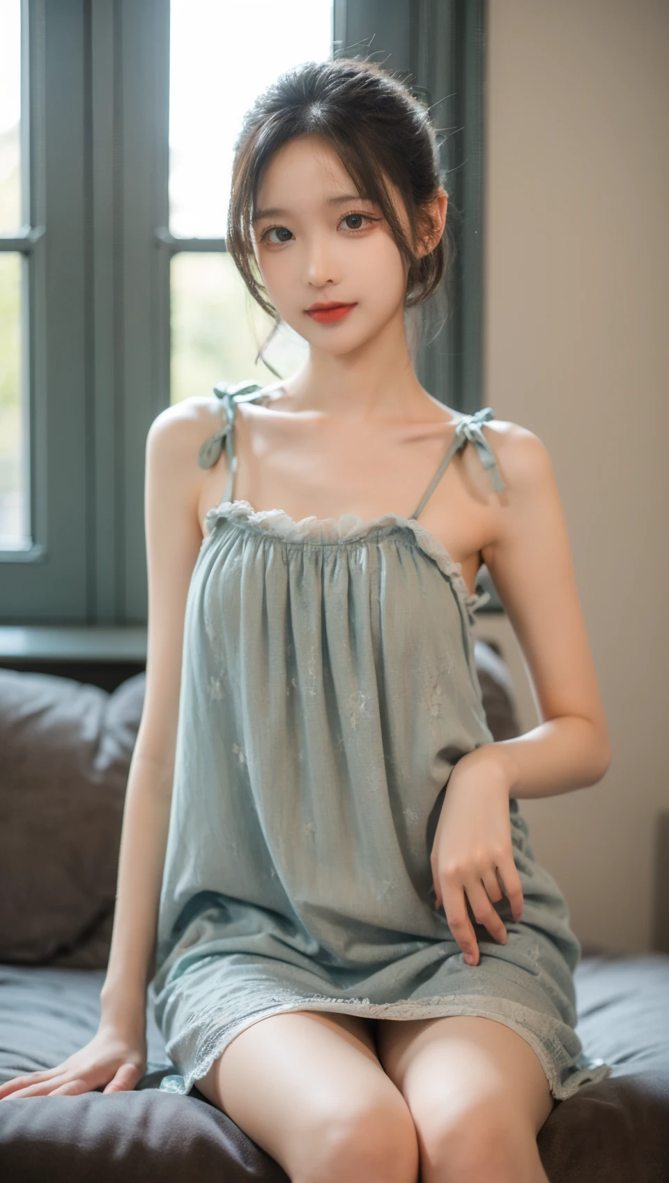 best quality,HDR,UHD,8K,Vivid Colors,solo,front mirror,photo_(medium),cute & girly,(1girl:1.3),sitting,(looking at viewer:1.4),<lora:rc29:0.75>,rc,
