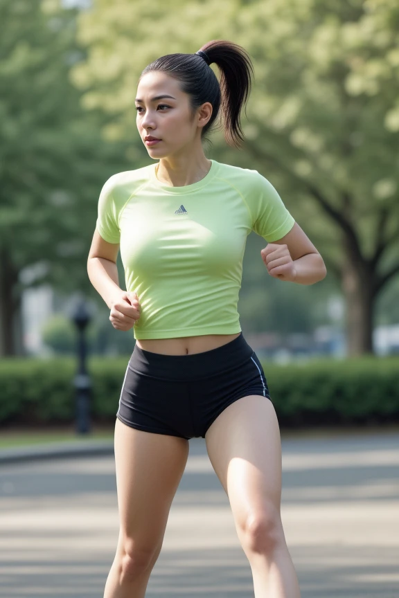 Innocent girl running,right side view ,film HD 8k