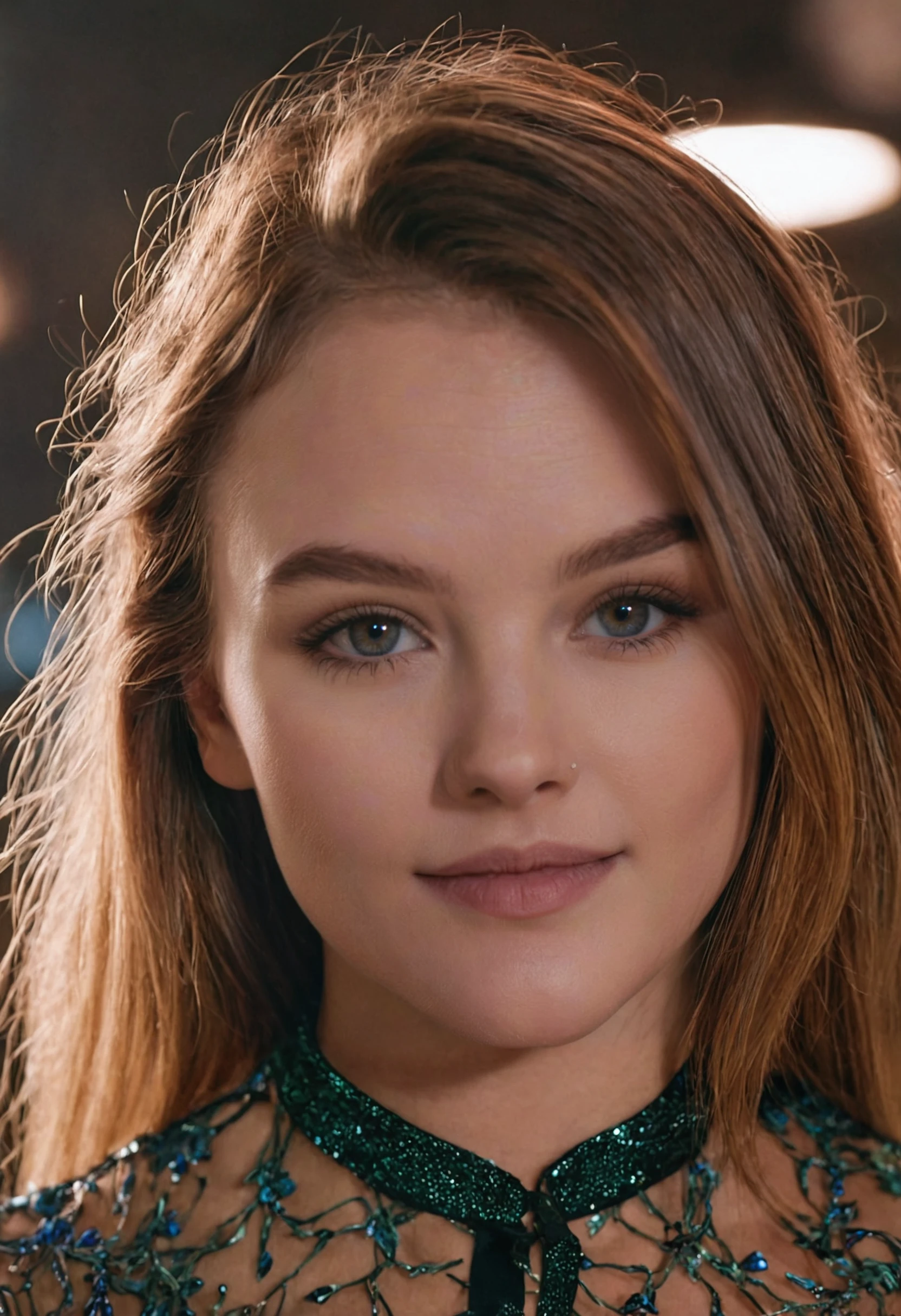 cinematic film still (symmetrical) (close-up) headshot zoom, glam portrait, honest, RAW, sharp, face focus, (skin pores:0.1) ((ohwx woman)) (long hair:0.1), looking at viewer, hyper detailed, hard lighting, subsurface scattering, caustics, cinematic, (in style of Platon) shot on Canon EOS 5D Mark IV 24-70mm f/2.8 1/125s 400 Natural light, reflectors, ((wearing a silk blouse)) <lora:DaniLynn_SDXL_v1.0:1> . shallow depth of field, vignette, highly detailed, high budget, bokeh, cinemascope, moody, epic, gorgeous, film grain, grainy