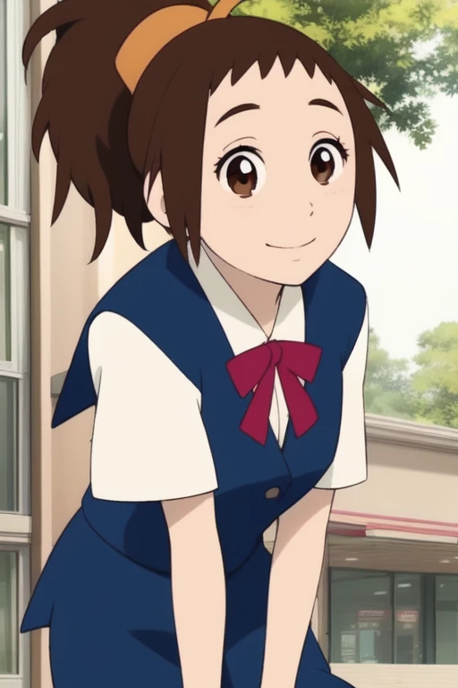<lora:sakuraimiyuri:1> Yoshioka Haru,  school uniform, ponytail, brown eyes, brown hair, smile, standing,
masterpiece, high quality, very_high_resolution, large_filesize, full color,