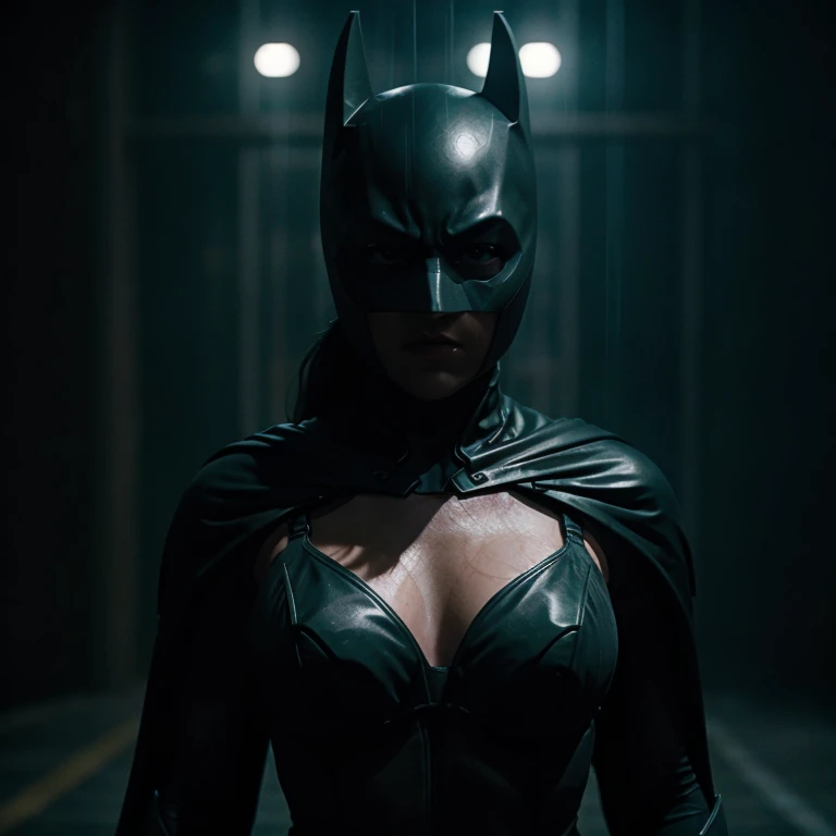 cinematic film still of <lora:Mortal Kombat Style SD1.5:1.2>
a female version of batman is in the rain Mortal Kombat Style, shallow depth of field, vignette, highly detailed, high budget, bokeh, cinemascope, moody, epic, gorgeous, film grain, grainy