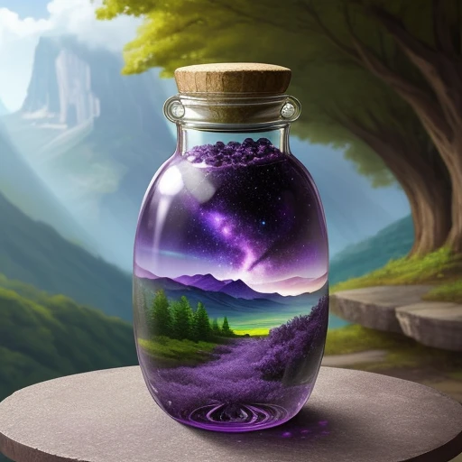 beautiful scenery nature glass bottle landscape, , purple galaxy bottle,