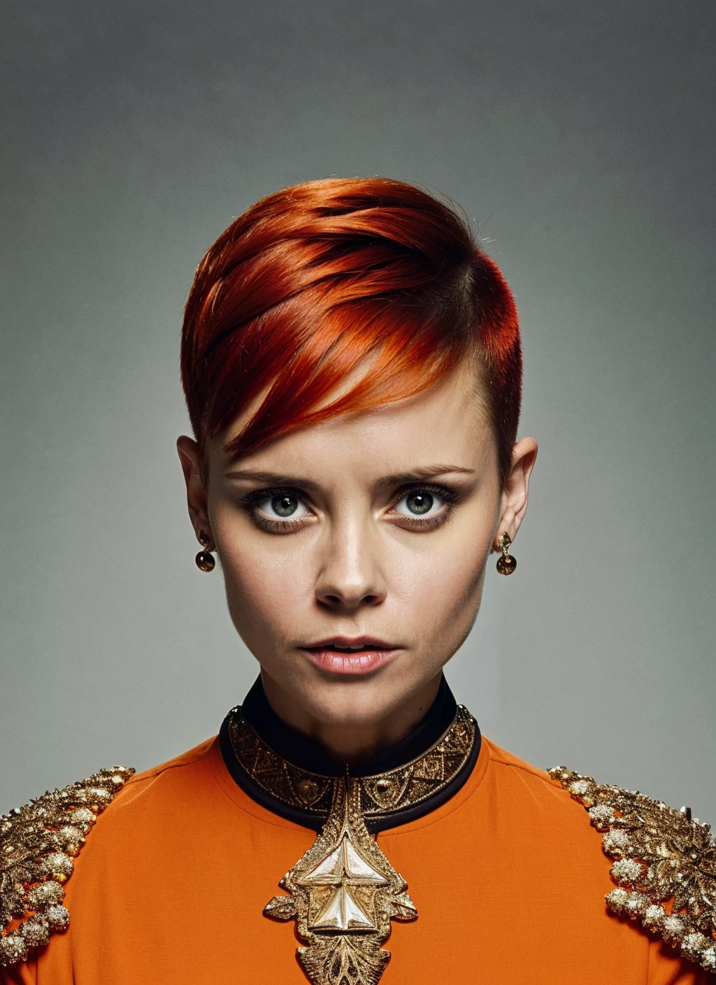 a professional photo of a beautiful sks woman, (fully clothed in medieval battle armor), olive skin, long dark hair, beautiful bone structure, upper body, symmetrical facial features, intricate, elegant, smooth, sharp focus, by Dominique Issermann, christmas theme
christinaricci <lora:lora-small-christina-ricci-v1:0.2> <lora:locon_christinaricci_v1_from_v1_64_32:0.4> christinaricci-ti, portrait of ((sks woman)) by Flora Borsi, style by Flora Borsi, bold, bright colours, orange Mohawk haircut, ((Flora Borsi))