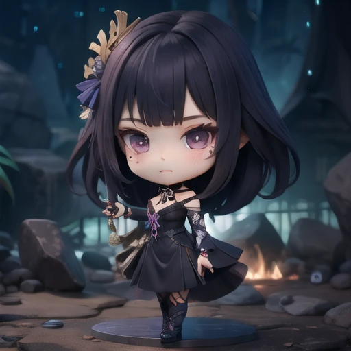 <lora:raiden_shogun-chibi1.5v2:1>1girl,chibi,black dressï¼