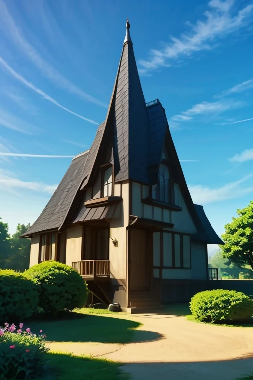 cartoon, architecture, stylized house, city, park, hilarious funny,
