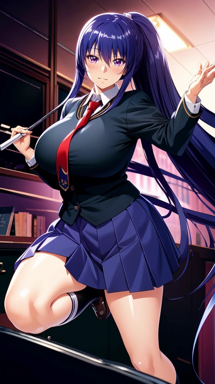 1woman, Akiyama_Rinko, school uniform, ponytail,
(huge breasts, glamor:1.1),
(masterpiece, high quality, best quality, 4k, 8K, 16K, highres, absurdres:1.2), nsfw <lora:Akiyama_Rinko-Re17927035-4Ch:0.8>