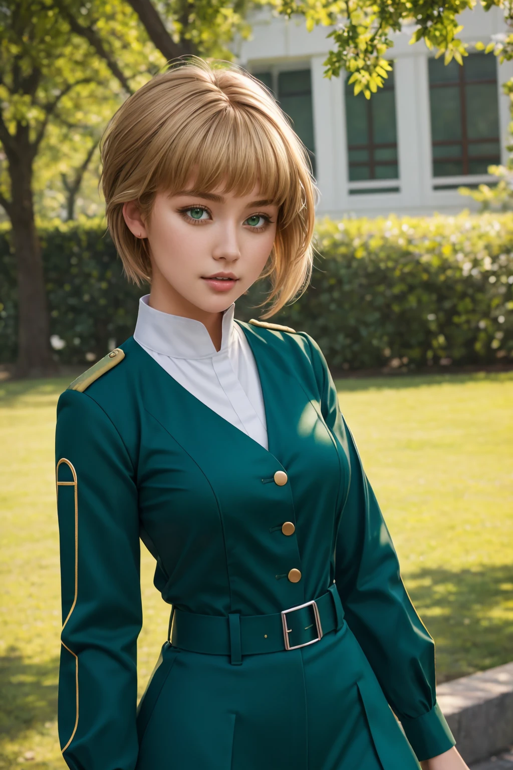 ultra detailed, sharp focus, best quality, masterpiece, colorful, <lora:NSLiechtensteinHetalia:0.9> NSLiechHetalia, green uniform, shirt, pants, 1girl, best quality, masterpiece, intricate details