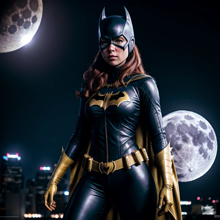 Hyperrealistic art of <lora:batgirl SD1.5:1.2>
Batgirl a woman in a Batgirl costume standing in front of a full moon, Extremely high-resolution details, photographic, realism pushed to extreme, fine texture, incredibly lifelike