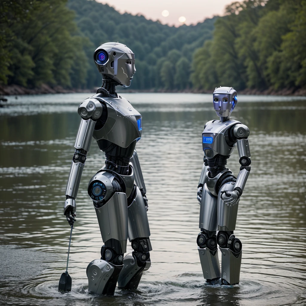 cinematic film still (female robotic:1.5) beauty standing in the river under the soft glow of the moon, Use cool tones and reflections in the water to enhance the serenity of the scene.
. shallow depth of field, vignette, highly detailed, high budget, bokeh, cinemascope, moody, epic, gorgeous, film grain, grainy
