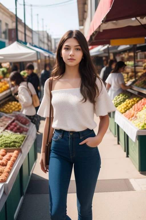 beautiful young girl 20_year_old, outdoors, standing, (city market), matching outfit,
natural lighting, (Fujifilm XT3), ((best quality)), realistic, photorealistic, (insanely detailed:1.2),