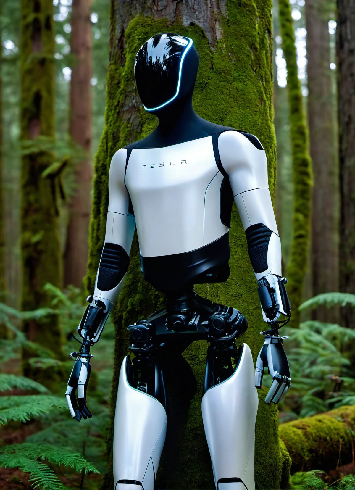 teslabot, gen-2, posing in a high tech pnw forest, (slutty|confident|focused|candid|relaxed:1.5) full body shot, masterquality, photograph, high quality, proportional, focused, hyperrealistic                            <lora:teslabot:1> <lora:perfect hands:1>