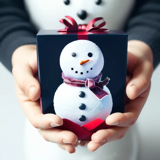 <lora:gift_v1:0.5>, gift, gift_box, snowman, hand