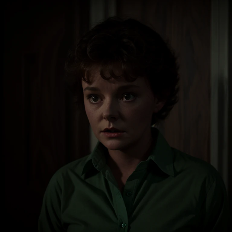 Horror-themed, <lora:Amanda Bearse SD1.5:1.2>
Amanda Bearse an attractive young woman with a green shirt, Eerie, unsettling, dark, spooky, suspenseful, grim, highly detailed