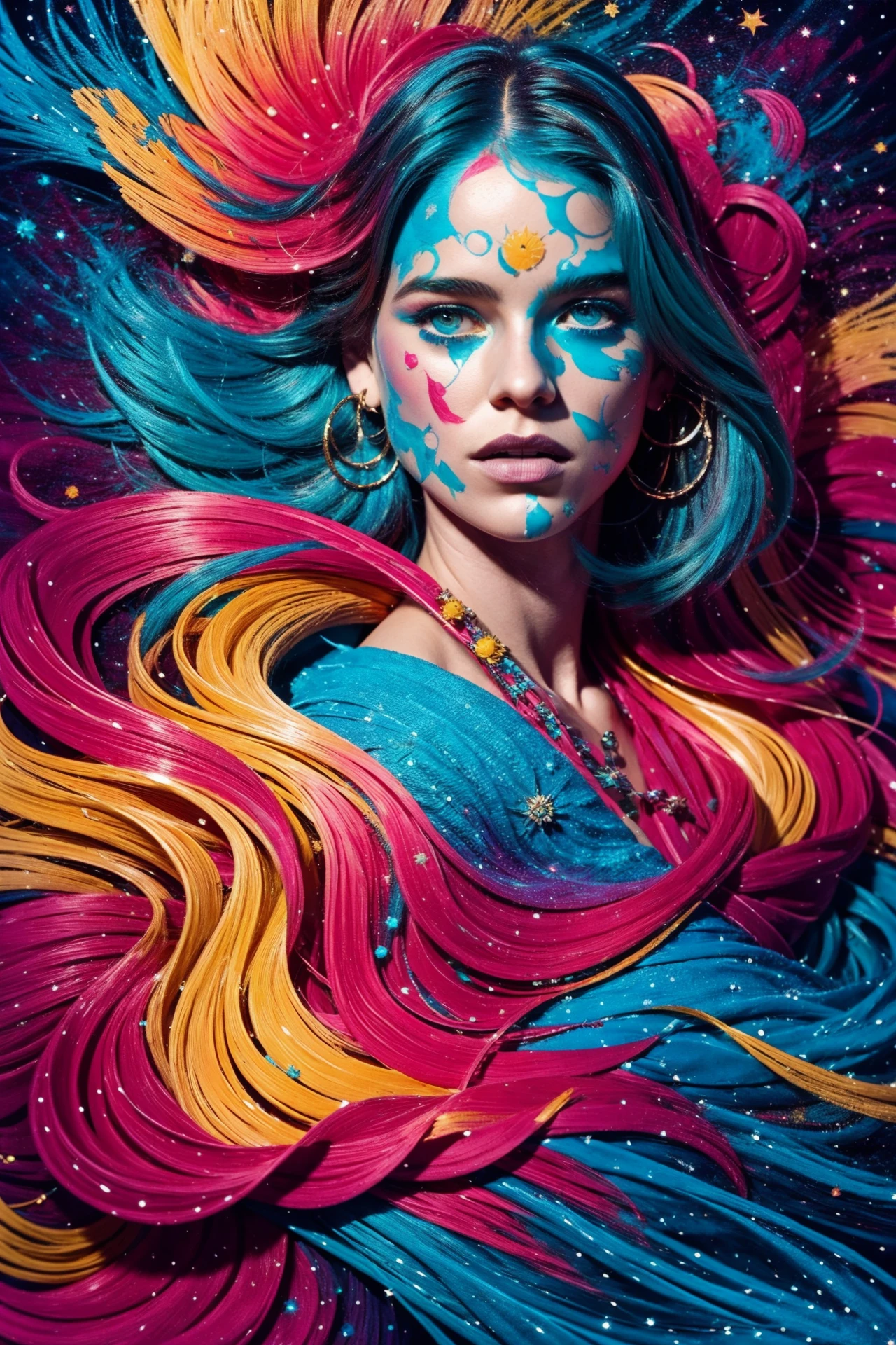 Surreal celestial character artwork in the style of Chris Ofili, Alberto Seveso and alena aenami <lora:Alice_Eve_640x960:0.85>