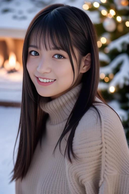 1girl,(wearing a turtleneck sweater),(winter jacket),(RAW photo, best quality), (realistic, photo-realistic:1.4), masterpiece, an extremely delicate and beautiful, extremely detailed, 2k wallpaper, Amazing, finely detail, extremely detailed CG unity 8k wallpaper, ultra-detailed, highres, soft light, beautiful detailed girl, extremely detailed eyes and face, beautiful detailed nose, beautiful detailed eyes,cinematic lighting,snow scenery,fireplace,(christmas tree,christmas decorations),perfect anatomy,smile,
<lora:akamashiki_lora:0.8>