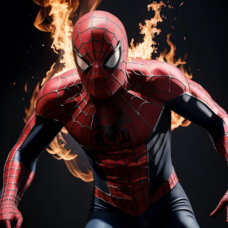 Hyperrealistic art of  <lora:Spiderman SD1.5:1.2>
Spider-Man a man in a spider - man suit is surrounded by fire, Extremely high-resolution details, photographic, realism pushed to extreme, fine texture, incredibly lifelike