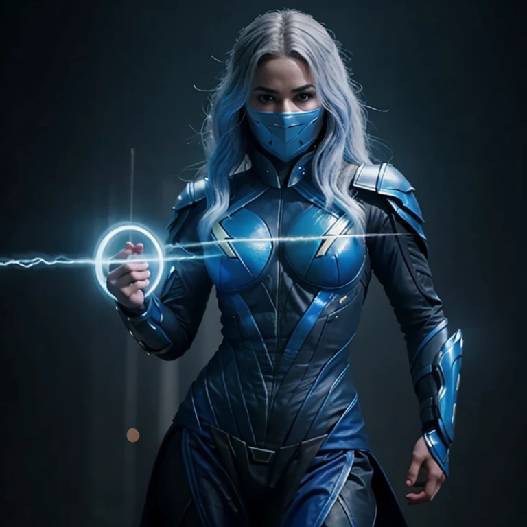 cinematic film still of <lora:Mortal Kombat Style SD1.5:1.2>
Lord Raiden god of thunder who possesses control over lightning a woman in a blue outfit holding a blue light Mortal Kombat Style, shallow depth of field, vignette, highly detailed, high budget, bokeh, cinemascope, moody, epic, gorgeous, film grain, grainy