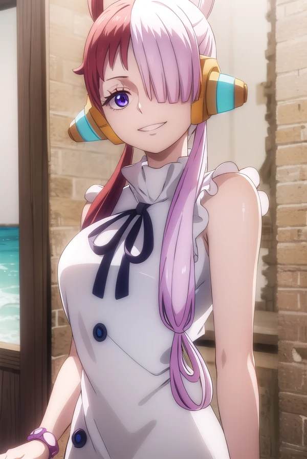 onepieceuta, <lora:uta red movie-lora-nochekaiser:1>,
uta, long hair, (purple eyes:1.1), white hair, red hair, multicolored hair, (hair over one eye:1.5), two-tone hair, split-color hair, hair rings, sidelocks, smile, grin,
BREAK dress, ribbon, jewelry, white dress, headphones,
BREAK outdoors, ocean, boat,
BREAK looking at viewer, (cowboy shot:1.5),
BREAK <lyco:GoodHands-beta2:1>, (masterpiece:1.2), best quality, high resolution, unity 8k wallpaper, (illustration:0.8), (beautiful detailed eyes:1.6), extremely detailed face, perfect lighting, extremely detailed CG, (perfect hands, perfect anatomy),