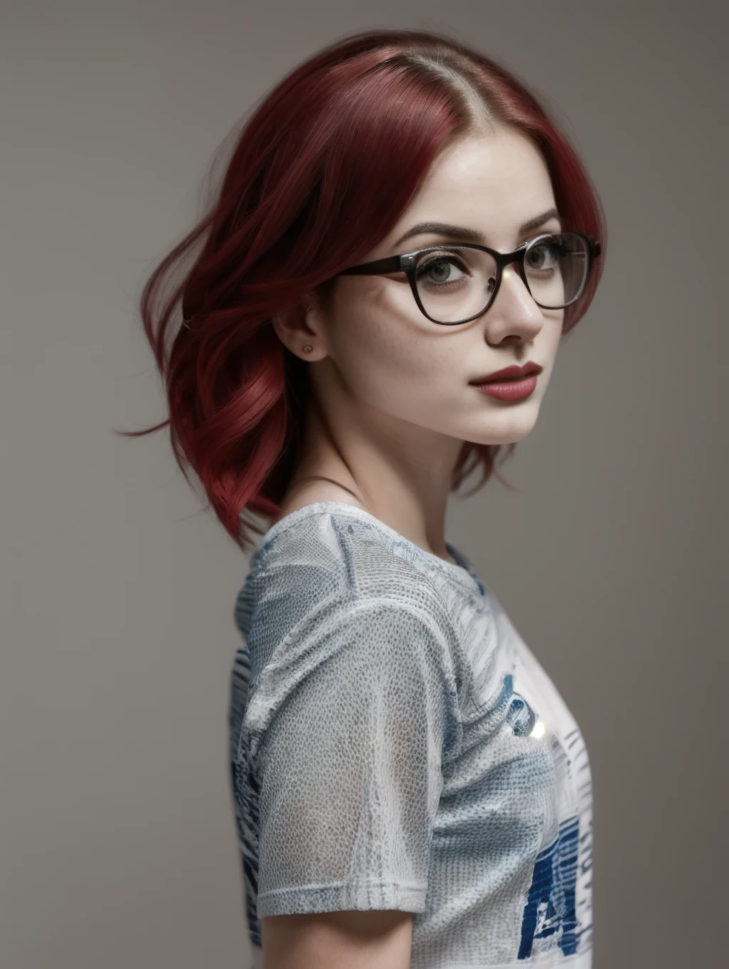 breathtaking a woman with glasses on, 5 0 0 px models, 2 0 1 4. modern attire, by Fikret Muallâ Saygı, shirow masamune, age 20, three quarter profile, basket shirt, portrait featured on unsplash, dc marvel fashion, 33mm photograph, <lora:AlienorV2:1>, masterpiece, award-winning, professional, highly detailed