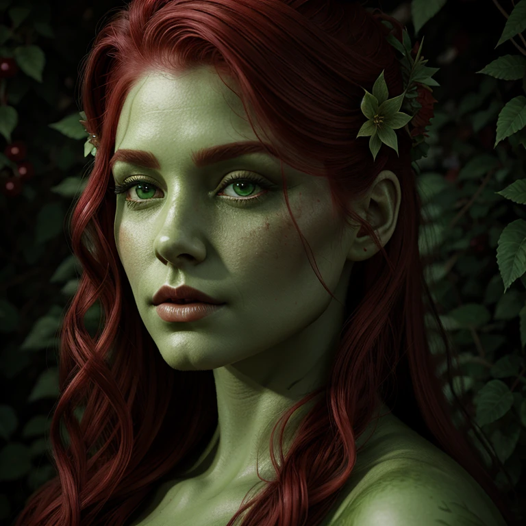 Hyperrealistic art of  <lora:Poison Ivy SD1.5:1.5>
Poison Ivy  a realistic painting of a woman with red flying hair and green outfit costume and ivy nails, Extremely high-resolution details, photographic, realism pushed to extreme, fine texture, incredibly lifelike