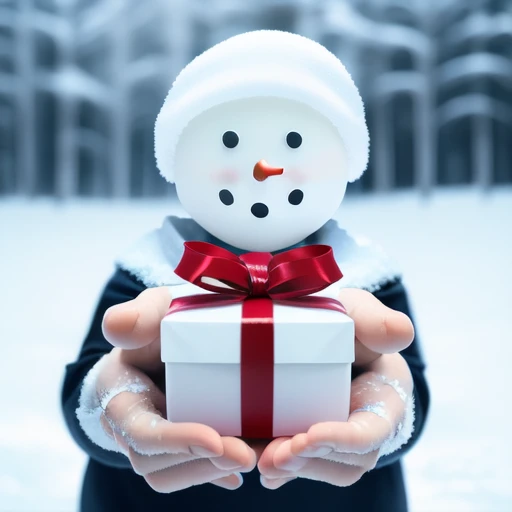 <lora:gift_v1:0.5>, gift, gift_box, snowman, snowdome, hand