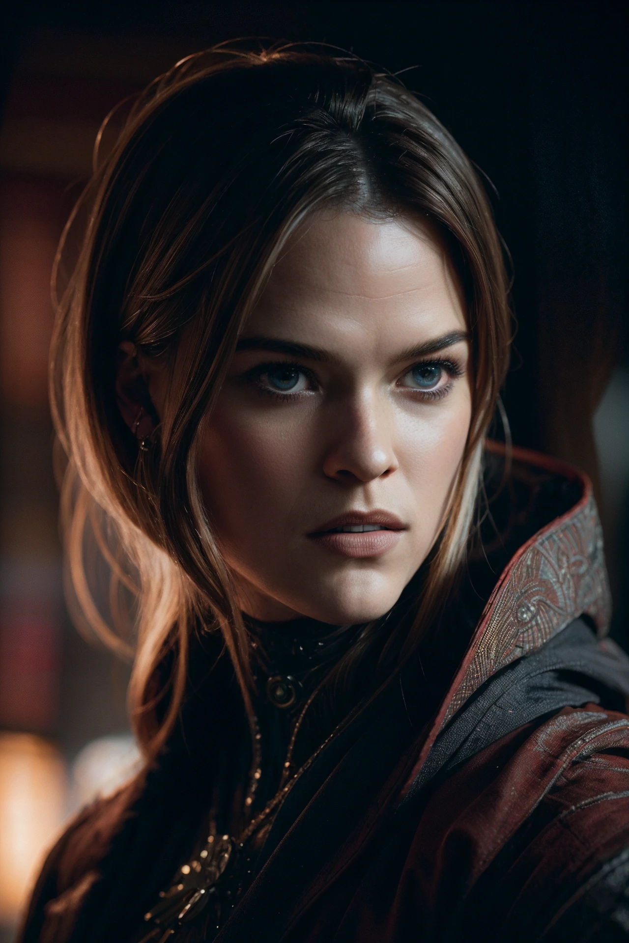 <lora:Alice_Eve_640x960:0.85> Professional Photography, medium shot, A fancy portrait of a cyborg by greg rutkowski, sung choi, mitchell mohrhauser, maciej kuciara, johnson ting, maxim verehin, bloodborne, 8k photorealistic, cinematic lighting, hd, high details, dramatic, dark atmosphere, trending on artstation