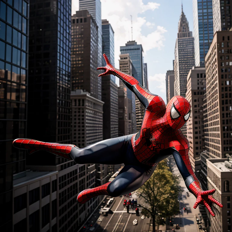 Hyperrealistic art of <lora:Spiderman SD1.5:1.2>
Spider-Man a spider - man flying through the air in front of a city, Extremely high-resolution details, photographic, realism pushed to extreme, fine texture, incredibly lifelike