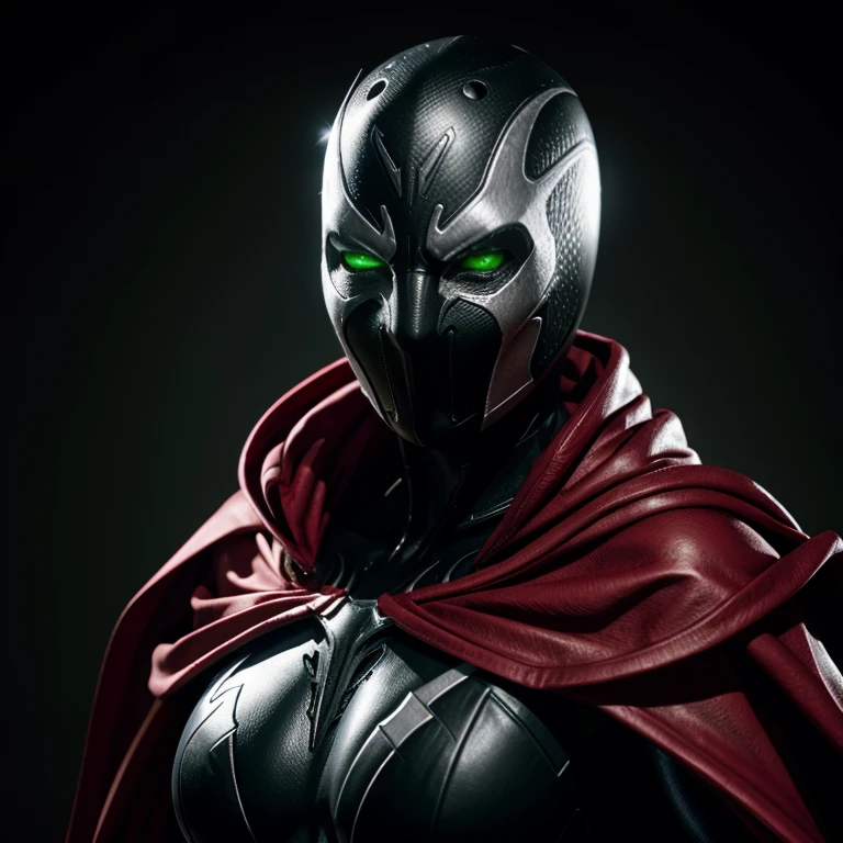 Hyperrealistic art of <lora:Spawn SD1.5:1.2>
Spawn a woman in a living symbiotic costume with a red cape and a black and white mask and green glowing eyes, Extremely high-resolution details, photographic, realism pushed to extreme, fine texture, incredibly lifelike