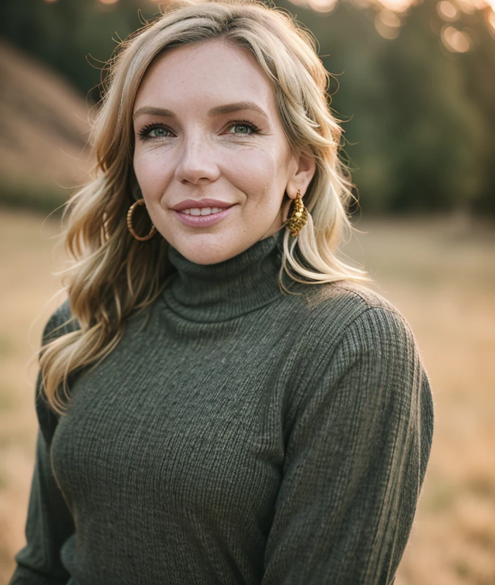 j7d1r photo of woman, RAW, nature, Christmas sweater Turtleneck color, Spectacular light, Colorful flowering, 8k, soft lighting, high quality, film grain, Olympus OM1 sharp focus, f 5.6, (eye shadow), (eyeliner), ((detailed eyes)), (seductive pose), upper body, smile, Mountain