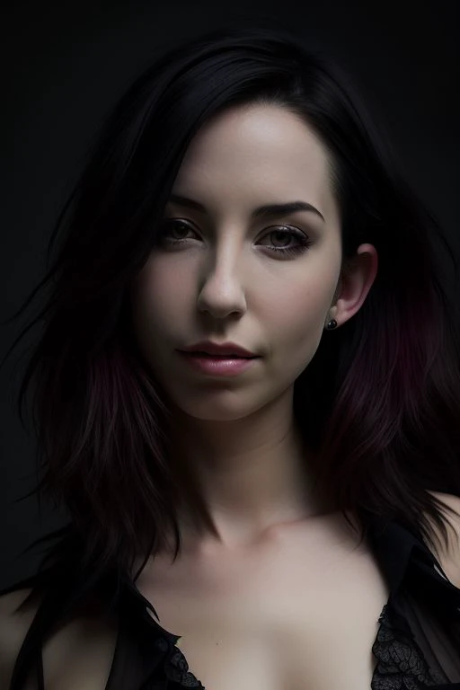 DEN_gothlet_steamgirl,
(headshot:1.2) portrait on a (plain dark grey background:1.2), (headshot:1.2), (face focus:1.1), (soft focus:1.2), low lighting, (out of focus:1.2),
bokeh, f1.4, 40mm, photorealistic, raw, 8k, textured skin, skin pores, intricate details  <lora:epi_noiseoffset2:1>, epiCRealism
