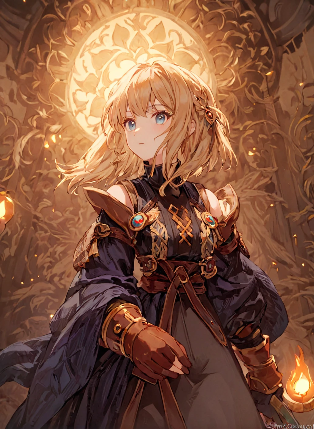<lora:Final_Fantasy_Tactics_XLv2:1> a female, (masterpiece), best quality, highres, 4k, 8k, intricate detail, cinematic lighting, amazing quality, amazing shading, soft lighting, Detailed Illustration, official artwork, anime style, wallpaper, official art, bard