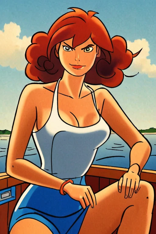 pen and ink comic  illustration of a woman at the beach by Henk Kuijpers <lora:Henk_Kuijpers_Franka_Style_XL>