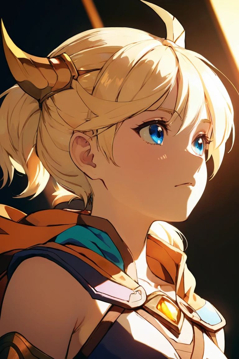 1girl,anime,upper body, three colors, side lit, Geometric Style, Monstrous tiny (Ken Masters:1.1) , wearing Large Kanzu forged by Hilton, looking up, Fairy-Tale, Hackercore, Elegant, dramatic lighting, Lomography, Magic the gathering, Nostalgic lighting, Ambient lighting, in style of Venus of Willendorf