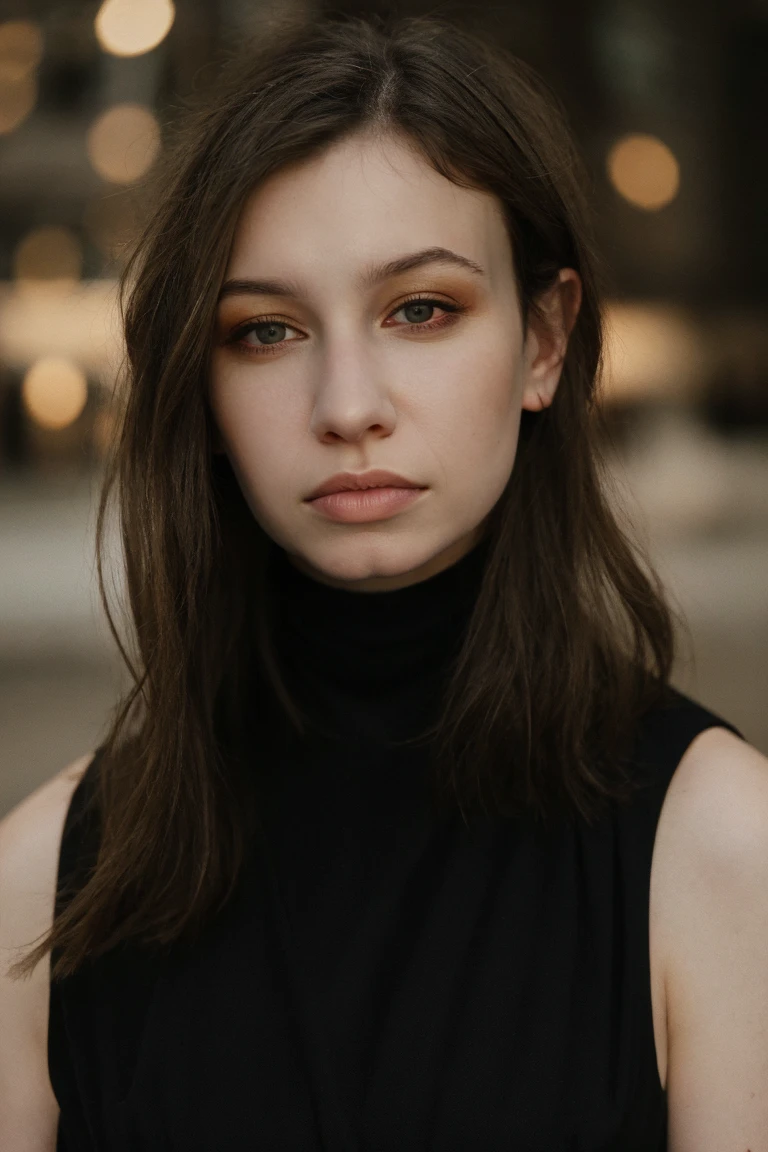 face closeup, headshot, black sleeveless turtleneck dress, in Chicago, soft colors, bokeh, masterpiece, high quality, (high detailed skin:1.1)
<lora:katelyn_nacon_lora_v01:1> k8nacon