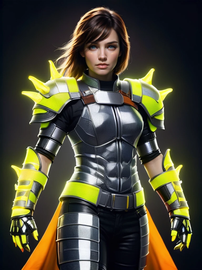 an action shot of a female fantasy game character wielding ral-reflectivest fist gauntles, wearing ral-reflectivest armor, amazing quality, heaven in background, digital art, HD, masterpiece, best quality, hyper detailed, ultra detailed <lora:ral-reflectivest-sdxl:1>