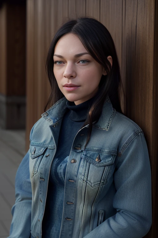 (RAW, analogue, Nikon Z 14mm ultra-wide angle lens, award-winning glamour photograph, ((best quality)), ((masterpiece)), ((realistic)), skin pores, subsurface scattering, radiant light rays, high-res, detailed facial features, high detail, sharp focus, smooth, aesthetic, extremely detailed, (extremely detailed eyes, extremely detailed iris), extremely detailed hair, extremely detailed skin, extremely detailed clothes, octane render, photorealistic, realistic, post-processing, max detail, realistic shadows, roughness, natural skin texture, real life, ultra-realistic, photorealism, photography, 8k UHD, photography, hdr, intricate, elegant, highly detailed, sharp focus, stunning, beautiful, gorgeous), (photorealistic), (realistic), ju5tin3b4t3m4n, full body, brown hair, green eyes, (denim jacket:1.3), (black turtleneck sweater:1.1), jeans, lips, long hair, outdoors, on a ranch, leaning on a wooden post, looking at viewer, upper body, morning, bright, <lora:Justine_Bateman_PMv1_Lora:1.3>,