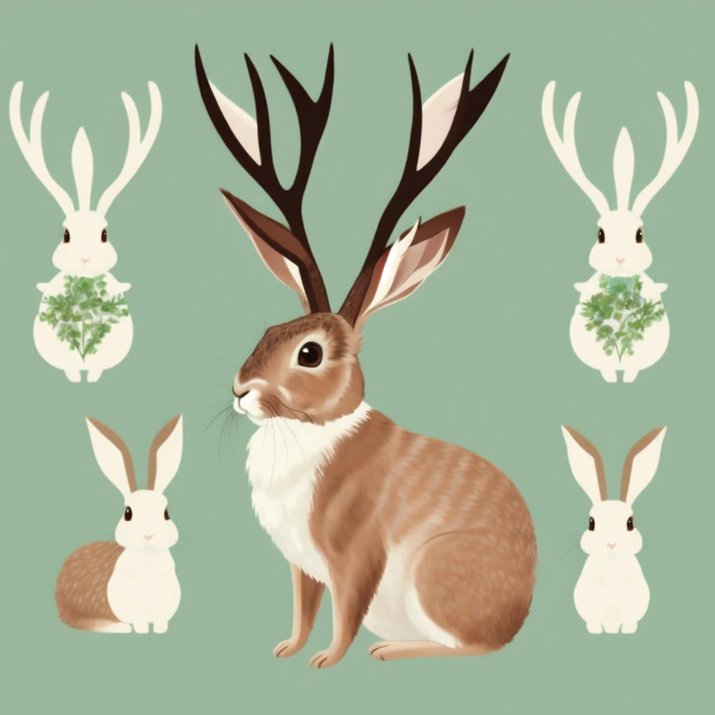 <lora:Jackalope_v1:0.5>, Jackalope, rabbit, deer