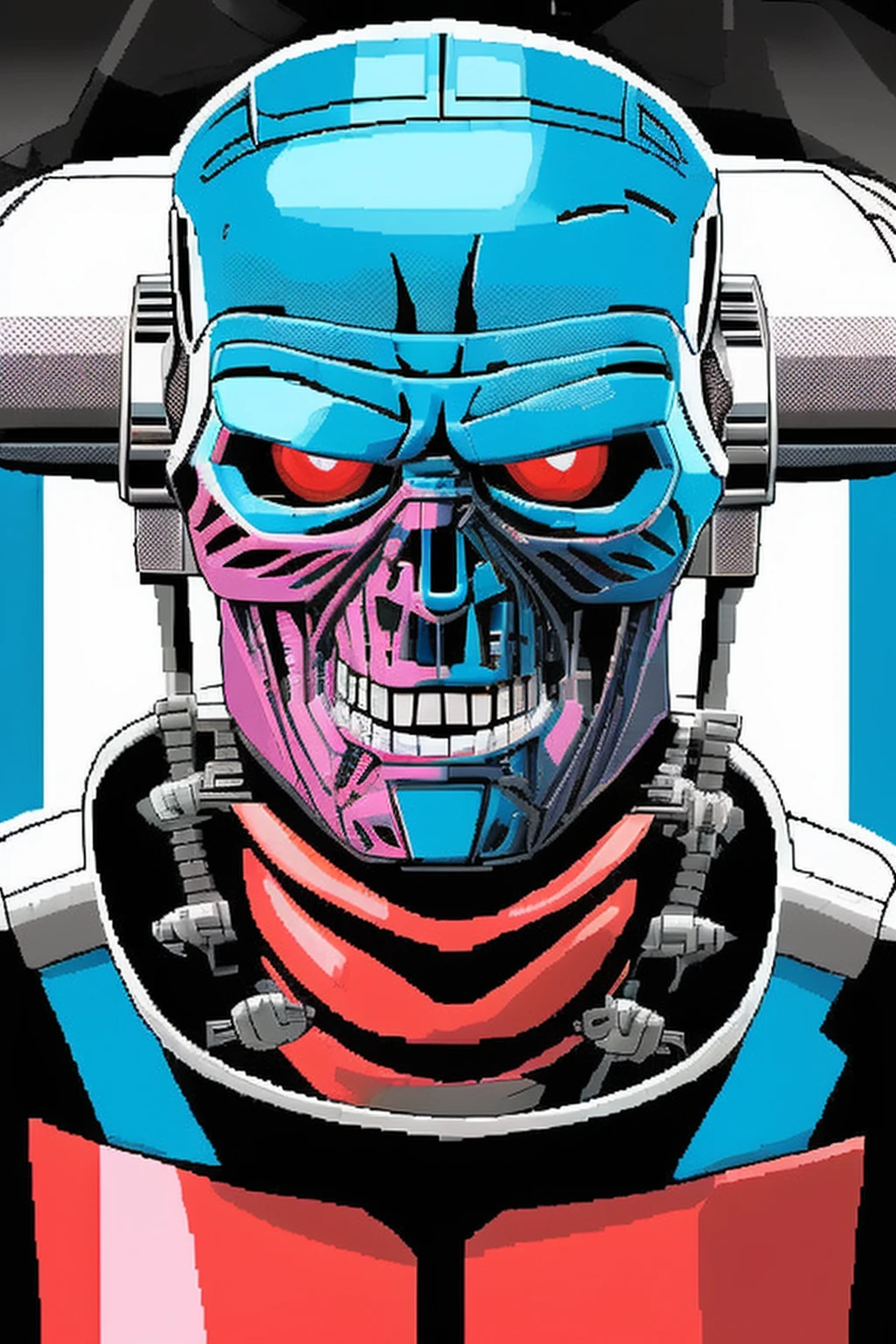 Terminator endoskeleton profile picture,64gr4ph1cs style,8-bit,pixel art<lora:C64XL-000005:1.0>