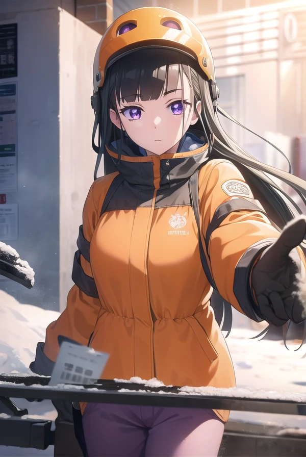 shirasekobuchizawa, <lora:shirase kobuchizawa anime s1-lora-nochekaiser:1>,
shirase kobuchizawa, long hair, black hair, red eyes, purple eyes,
BREAK jacket, helmet, orange jacket, orange helmet,
BREAK outdoors, snow, ice, snowflake,
BREAK looking at viewer,
BREAK <lyco:GoodHands-beta2:1>, (masterpiece:1.2), best quality, high resolution, unity 8k wallpaper, (illustration:0.8), (beautiful detailed eyes:1.6), extremely detailed face, perfect lighting, extremely detailed CG, (perfect hands, perfect anatomy),